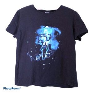 Cyber Goth Doctor Who Tentant SciFi Whovian Black Cotton T-Shirt‎ Sz XL